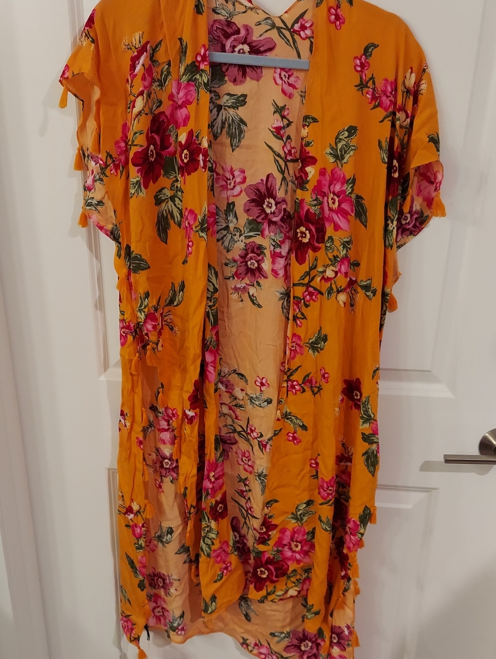 Floral Mustard Yellow Kimono Cardigan